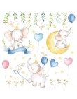 Dibujos Animados pequeños elefante Luna estrellas pegatinas de pared dormitorio niños cuarto de bebé decoración para el hogar pe