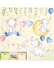 Dibujos Animados pequeños elefante Luna estrellas pegatinas de pared dormitorio niños cuarto de bebé decoración para el hogar pe