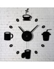 2017 tazas de café cocina pared arte espejo reloj diseño moderno decoración del hogar Decoración de la pared pegatina para sala 