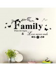 Familia amor nunca termina cita vinilo pared calcomanía letras de pared arte pegatinas de pared de palabras decoración del hogar