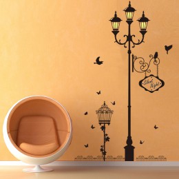Antiguo lámpara pájaro pared pegatinas vinilo sala de estar dormitorio sofá Fondo decoración arte mural calcomanías decoración d