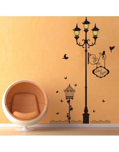 Antiguo lámpara pájaro pared pegatinas vinilo sala de estar dormitorio sofá Fondo decoración arte mural calcomanías decoración d