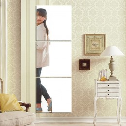Espejo autoadhesivo pegatinas 3 uds espejo cuadrado pegatina cristal papel de pared DIY 3D etiqueta de la pared sala de estar de