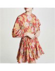 TWOTWINSTYLE primavera vestido de estampado Floral para mujeres cuello redondo de manga larga de cintura alta vendaje vestidos f
