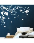 J3 gran mariposa, flores, enredadera de vinilo extraíble pegatinas de pared árbol pared calcomanías arte Mural habitación dormit