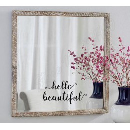 Hello Beautiful Mirror calcomanía pegatinas de pared para salón amor propio cita dormitorio decoración de puerta de cristal calc