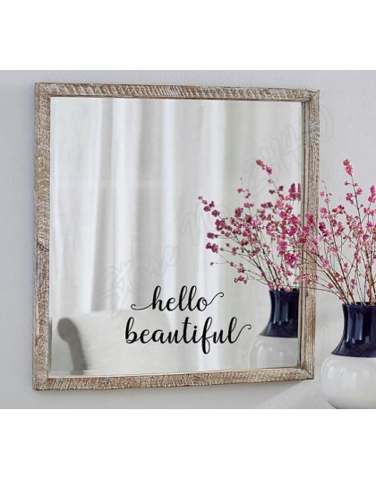 Hello Beautiful Mirror calcomanía pegatinas de pared para salón amor propio cita dormitorio decoración de puerta de cristal calc