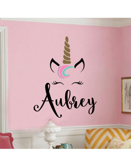 Etiqueta engomada de la pared del tema del Monogram del unicornio decoración del hogar del vinilo para la habitación de las niña