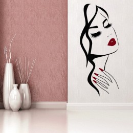 Salón de belleza peluquería decoración de la habitación mano chica cara pegatina de pared tienda de uñas decoración diseño póste