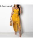 Glamaker ahueca hacia fuera el vestido largo amarillo sexy de las mujeres de la colmena blanca de dos piezas maxi vestido ajusta