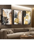 Plantas nórdicas hoja dorada lienzo pintura pósteres y cuadros de arte de pared para sala de estar dormitorio comedor decoración