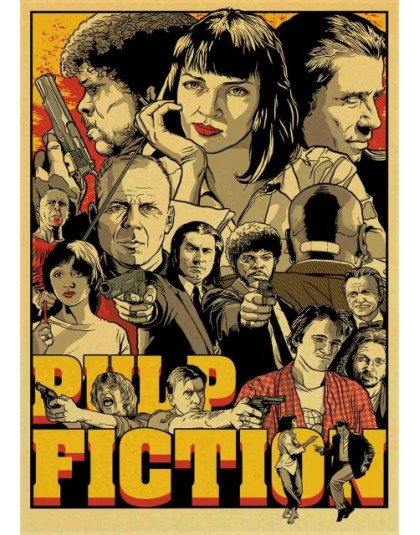 Clásico película Fight Club/Pulp Fiction/brillante/Kill Bill póster clásico pegatinas de pared para la decoración del hogar de l
