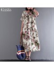 ZANZEA Maxi Vestido Mujer Bohemian Floral imprimir Vestidos 2019 verano Vestido de verano señoras túnica larga camisa Vestidos V