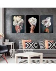 Flores plumas mujer lienzo abstracto pintura impresiones artísticas para colgar en pared cuadro pintura decorativa sala de estar