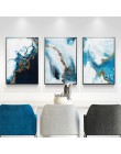 Nórdico abstracto color spalsh azul dorado lienzo pintura póster e impresión decoración única pared arte cuadros para sala de es