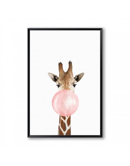 Burbuja de goma de mascar jirafa cebra Animal pósters lienzo artístico pintura pared arte cuadro decorativo para dormitorio infa