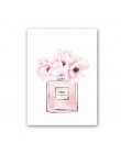 Moda libro botella de Perfume Posters pared arte lienzo con pintura de acuarela flores Vogue imágenes impresiones para la decora