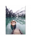 Cartel de lona del lago del barco escandinavo naturaleza del paisaje del estilo nórdico impresión del arte de la pared cuadro de