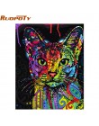 Ruopoty gato colorido DIY pintura por números abstracto moderno arte de pared kits de imágenes para colorear pintura por números