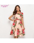 S vestido corto de mujer con estampado Floral de sabor 2019 Vestidos de fiesta elegantes de manga corta cuello redondo Casual pa