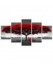 Lienzo Modular HD imprime pósters decoración para el hogar cuadros de arte de pared 5 piezas árbol rojo paisaje pinturas marco P