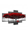 Lienzo Modular HD imprime pósters decoración para el hogar cuadros de arte de pared 5 piezas árbol rojo paisaje pinturas marco P