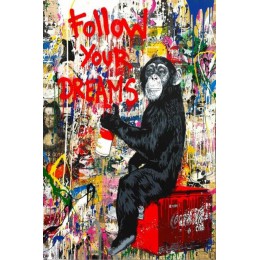 Follow Your Dreams Street Wall graffiti Art lienzo pinturas abstracto Einstein Pop Art lienzo impresiones para niños habitación 
