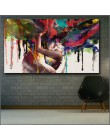Wlong amor beso pintura al óleo lienzo pinturas artísticas para la pared de la sala de estar sin marco Cuadros decorativos pintu