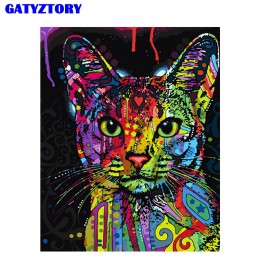 Sin marco abstracto colorido gato animales bricolaje pintura by números pintados a mano de pintura al óleo arte de la pared foto