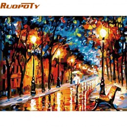 Ruopoty Walking Rain DIY pintura por números abstracto moderno y pintado a mano pintura al óleo sobre lienzo hogar Decoración de