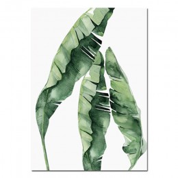Acuarela hojas pared arte lienzo pintura planta de estilo verde carteles nórdicos e impresiones imagen decorativa decoración mod