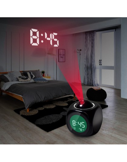 Nueva moda Proyección de atención Digital tiempo LCD Snooze proyector de reloj despertador Color pantalla LED retroiluminación t