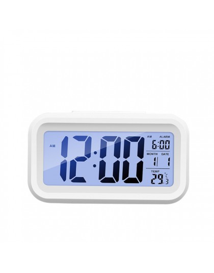 Reloj despertador Digital pantalla LCD de datos de tiempo FUNCIÓN DE Snooze Sensor de luz de fondo electrónico luz nocturna mesa