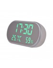 Reloj despertador Digital portátil espejo HD pantalla LED con función de tiempo/humedad/temperatura/pantalla puerto USB de carga