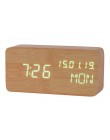 Reloj de mesa JINSUN Control de sonido reloj despertador luminoso de escritorio para niños Calendario de madera brillo ajustable