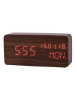 Reloj de mesa JINSUN Control de sonido reloj despertador luminoso de escritorio para niños Calendario de madera brillo ajustable