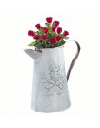 Creativo Vintage de hierro galvanizado Flor de jardín jarrón desgastado maceta de barril decoración de escritorio florero para d