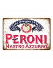 Ron con el paquete de placa de cerveza Peroni Vintage Metal estaño carteles Pub Bar Casino pared platos decorativos whisky vino 