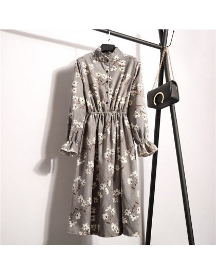 Vestido Vintage de PANA con cintura elástica alta línea a 2019 primavera invierno vestidos de mujer con estampado Floral de mang