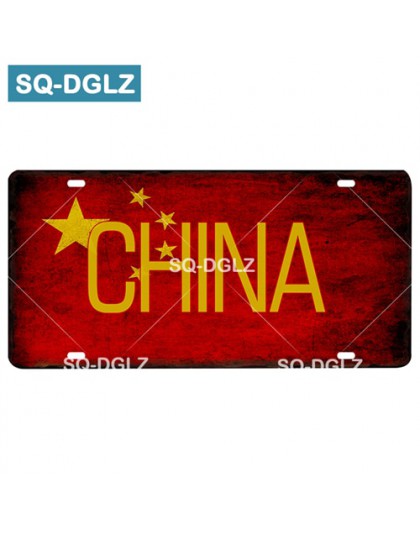 [SQ-DGLZ] Bandera del país + placa de matrícula de nombre decoración de paredes para Bar signo de estaño Vintage signo de Metal 