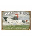 Huevos frescos leche Metal signo granja tienda francesa café hogar Decoración de pared Vintage cartel hojalata placa feliz pollo