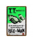 Cartel de Metal TT Isle Of Man carreras de motos Retro Placa de arte de la pared pintura placa Pub Bar garaje hogar Decoración V