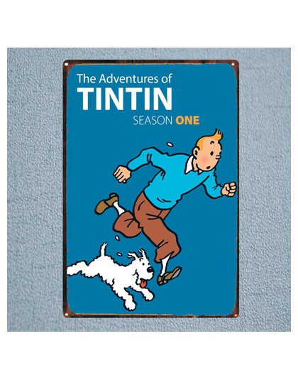 Tintin Cartoon película lata signo placa de Metal pintura de hierro niños habitación pared Bar Café hogar arte decoración 30X20C