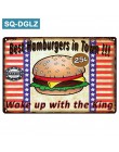 [SQ-DGLZ] cartel de Metal hamburguesas y patatas decoración de paredes para Bar signo de lata Vintage Metal signos hogar decorac