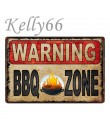[Kelly66] advertencia de la zona de barbacoa fresca fiesta de barbacoa cartel de Metal hojalata decoración del hogar Bar pared a