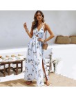 Oulylan verano vestido largo mujer Sexy fiesta de noche cuello en V playa Maxi vestidos Boho Floral moda Halter Split Sundress