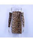 Hugcitar fuera del hombro manga larga leopardo estampado sexy bodycon mini vestido 2019 Otoño Invierno mujer ropa de fiesta