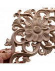 1 pieza única de madera Floral Natural tallada figuritas de madera artesanías apliques de esquina Marco de pared puerta muebles 