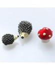 3 unid/set artesanía de resina de musgo de jardín Mini erizo rojo punto hongo miniatura adorno erizo decoración Jardín de hadas 