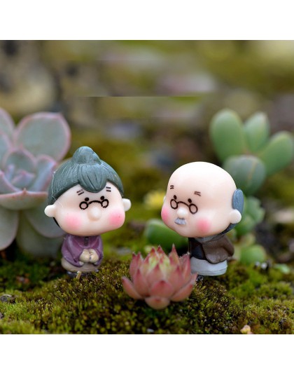 2 uds. Mini figuras de bailarines de los padres de resina miniaturas artesanales decoración de jardín de hadas terrario para bon